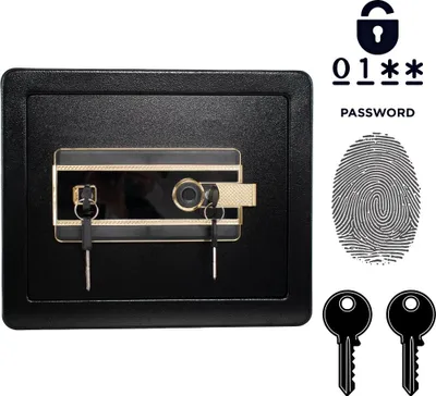 Produktbild von Gepanzerter Biometrischer Haustresor mit Fingerabdruck 30x36x30 cm Schwarz