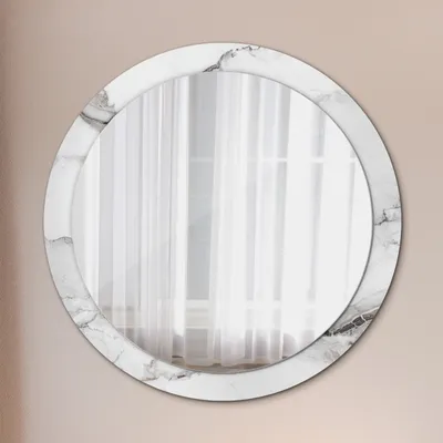 Produktbild von Ø90cm Modern Spiegel - Wandspiegel Wandmontage- Schlafzimmer - weiß marmor