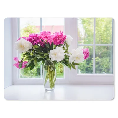 Produktbild von MuchoWow® Mauspad Mousepad Blumen - Pfingstrosen - Vase 23x19 cm - Mousepads - Maus Mat - Pad - Mausunterlage - Schreibtischunterlage - Mauspad