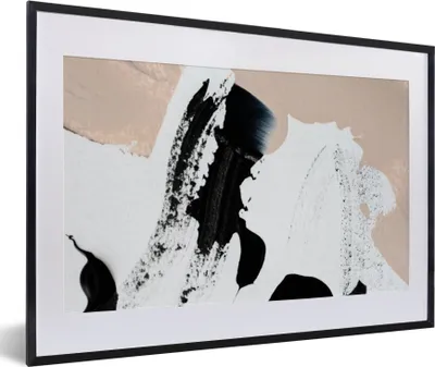 Produktbild von MuchoWow® Gerahmtes Poster Schwarz - Abstrakt - Design 60x40 cm - Poster mit Schwarzem Bilderrahmen Wandposter Rahmen Foto Bilder - Schlafzimmer - Plakat in Rahmen - Drucken