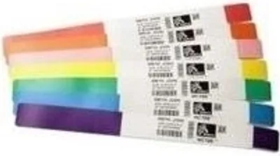 Produktbild von Zebra Z-Band Splash Wristband, Weiß, Selbstklebendes Druckeretikett, Wärmeübertragung, Zebra, 1" x 10", 350 Stück(e)
