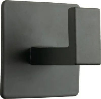 Produktbild von Schwarzer Metall-Badaufhänger mit selbstklebender Montage – eleganter Handtuchhaken für Badezimmer, einfach zu installieren und ideal für kleine Räume.