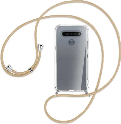 Produktbild von Handykette Backcover-Schutzhülle mit Band (Metall silberfarben) für LG K61 LM-Q630 - caramel