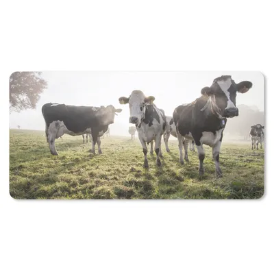 Produktbild von MuchoWow® Mauspad Mousepad Kuh - Gras - Nebel 60x30 cm - Mousepads - Maus Mat - Pad - Mausunterlage - Nachhaltig