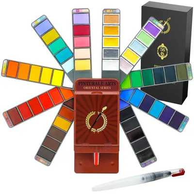 Produktbild von Hochwertiges Aquarellfarbset mit 56 Farben