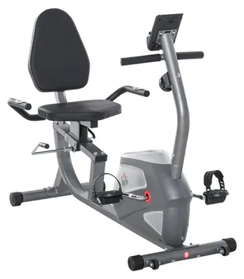 Imagen del producto de Bicicleta estática magnética con 8 niveles de resistencia | Color: Gris y plateado | Dimensiones: 62,5 x 136 x 38 cm