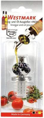 Produktbild von Westmark Essigausgießer,Silikonkork mit Kläppchen mit Dekor "Inox Essig Spezial"