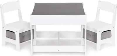 Image de Ensemble table et chaises pour enfants avec tableau noir et rangement