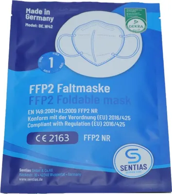 Produktbild von FFP2 Atemschutzmaske zum Falten von Sentias,  Germany, 1 Stück