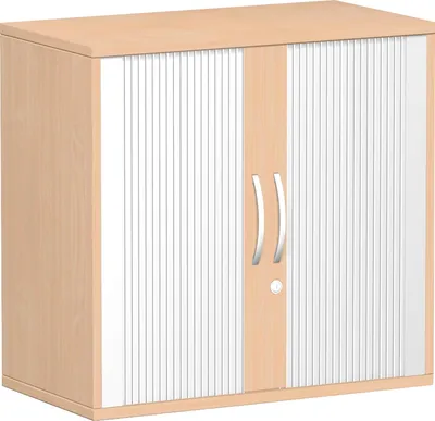 Produktbild von Geramöbel Querrollladenschrank Oberboden 25 mm, mit Standfüßen, abschließbar, 800x425x798, Silber/Buche, S-382117-SB