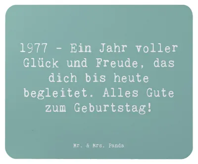 Produktbild von Mr. & Mrs. Panda Mousepad Spruch 1977 Geburtstag - Meeresbrise - Geschenk, Mauspad, computer, Liebe, Mouse Pad, gesegnete Geburtstage, Glückwunsch, Geburtstagswünsche, pc