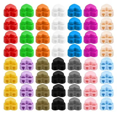Kordelstopper-Set, 56 Stück, herzförmig, 2 Löcher, 14 Farben, 4 mm