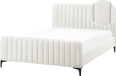 Obrázok produktu pre BELIANI Posteľ krémová biela buklé čalúnenie 140 x 200 cm prešívané čelo kovové nohy lamelový rošt moderný dizajn spálňa