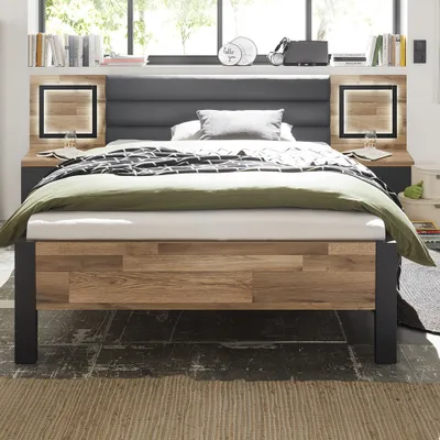 Produktbild von Jugendzimmer Bett inkl. Nachtkommode mit LED DARWIN-78 B/H/T ca. 246/96/213 cm