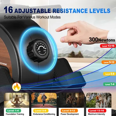 Immagine prodotto di Rematore da casa - sistema di frenatura magnetica - Bluetooth e display LCD - supporto per tablet regolabile - resistenza regolabile - capacità di carico fino a 150 kg