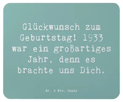 Produktbild von Mr. & Mrs. Panda Mauspad Spruch 1933 Geburtstag - Meeresbrise - Geschenk, laptop mousepad, Mouse Pad, Jubiläum, Alter, Geburtsjahr, liebevolles Zitat, Glückwunsch zum, pc