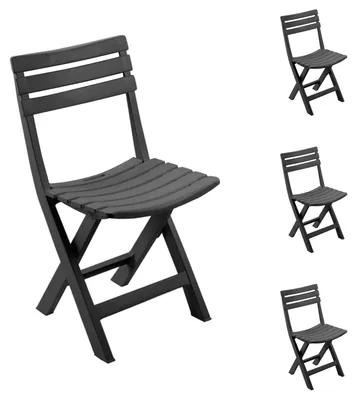 Produktbild von 4er Set Kunststoff Klappstuhl Gartenstuhl Klappstuhl Anthrazit