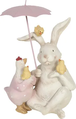 Obrázek produktu pro Clayre & Eef figurka králíka 12x11x16 cm bílá růžová polyresinová