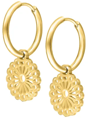 Produktbild von Wildcat Ohrringe - Little Mandala Hoops - Gold - Chirurgenstahl 316L - wasserfest, langlebig, hautverträglich, Gold