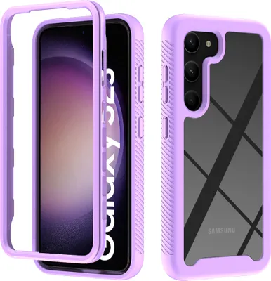 Produktbild von Galaxy S23 Hülle, Hybrid Transparente Rückseite Robust TPU Bumper Rutschfest Stoßfest Ganzkörper Schutzhülle für Samsung Galaxy S23 Lila