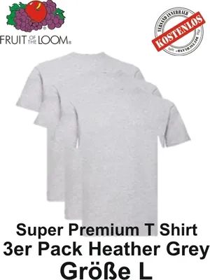 Produktbild von 3er/5er/10er Pack Fruit of the Loom Super Premium T Shirt S M L XL 2XL 3XL L Heather Grrey  3