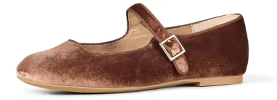Productafbeelding van A. Essentials dames balletjes, model Mary-Jane, bruin fluweel, maat 39.5 EU