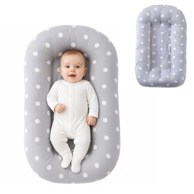 Produktbild von Babynest 85 x 56 cm, Kuschelnestfür Babys von 0 bis 12 Monaten, Baumwolle, Grau