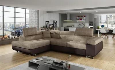 Produktbild von NABBI Ecksofa mit Zersetzung u Lagerraum Almero L - cappuccino / dunkelbraun