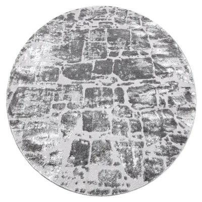 Produktbild von Modern MEFE Teppich Kreis 6184 Pflasterung Backstein - Strukturell zwei Ebenen aus Vlies dunkelgrau Grau rund 160 cm