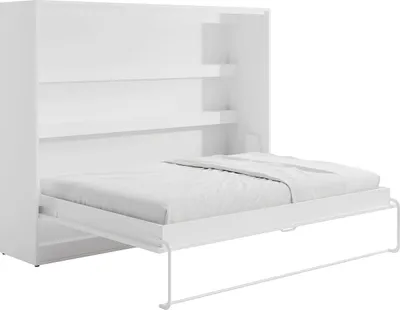 Produktbild von Versteckbett 140 × 200 cm - Horizontale manuelle Öffnung - LED-Beleuchtung - Weiß - RAPILI