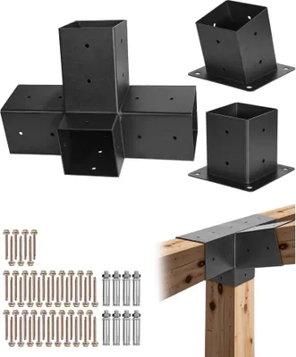 Produktbild von 3x Pfostenverbinder Pfostennecke 92x92mm - 4-Wege Pfosten für Pergola Halterung