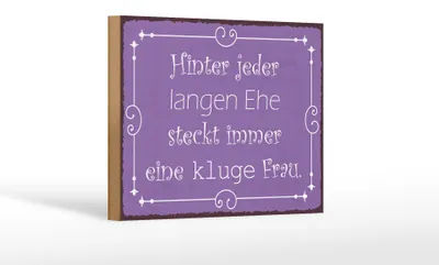 Produktbild von Holzschild Spruch 18x12cm hinter langer Ehe kluge Frau
