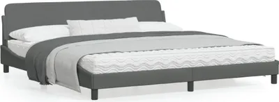 Produktbild von Bettgestell mit Kopfteil Dunkelgrau 200x200 cm Stoff - Klassische Betten 373246