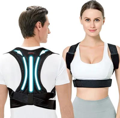 Produktbild von kungfuren Rücken Geradehalter, Haltungskorrektur Damen und Herren, Rückentrainer für Lordosenstütze, Rückengurt Schulter, Rückenstützgürtel, M (Taillen 28''-34'')