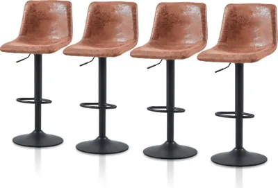 Produktbild von CLIPOP Barhocker 4er Set Höhenverstellbar, Kunstleder Bistrohocker, Braun