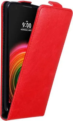 Produktbild von Cadorabo Hülle für LG X POWER Schutz Hülle in Rot Flip Etui Handyhülle Case Cover