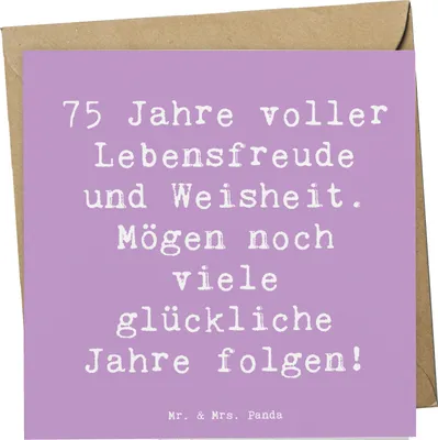 Produktbild von Mr. & Mrs. Panda Grußkarte Spruch 75. Geburtstag Lebensfreude - Lavendeltraum - Geschenk, Glückwunsch, faltkarte, Happy Birthday, Jubiläum, doppelkarte, Klappkarte