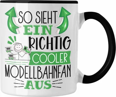 Produktbild von Trendation - Modellbahnfan Tasse So Sieht Ein Richtig Cooler Modellbahnfan Aus Geschenk Lustiger Spruch Geschenkidee (Schwarz)