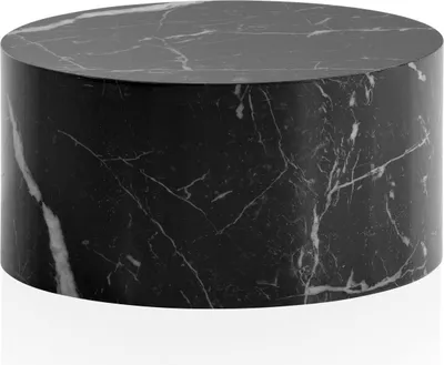 Produktbild von Couchtisch MONOBLOC 60x60x30 cm Schwarz Hochglanz mit Marmor Optik, Design Wohnzimmertisch Rund, Lounge Sofatisch Kaffeetisch Modern