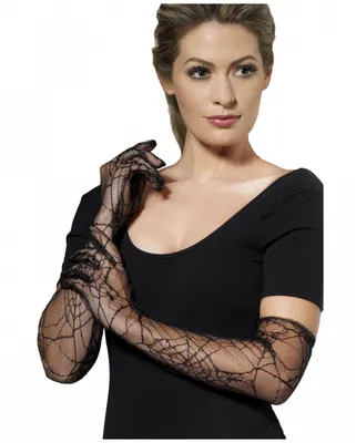 Produktbild von Lange Spinnennetz Spitzenhandschuhe für Halloween