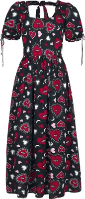 Produktbild von Hell Bunny Langes Kleid Damen Kate Heart Dress schwarz/rot 4XL