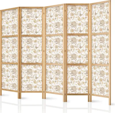 Obrázok produktu pre Japonský paraván 225x172 cm 5-dielny biely