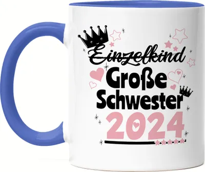 Produktbild von Einzelkind Wird Große Schwester 2024 Tasse Blau Nachwuchs Schwangerschaft Geschenkidee Baby-News