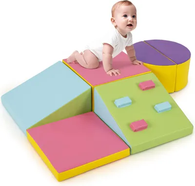 Produktbild von DREAMADE 6 TLG. Softbausteine für Kinder, Kletterblöcke aus Schaumstoff, Riesenbausteine Softbausteine zum Klettern & Toben für Baby & Kleinkinder(Bunt)