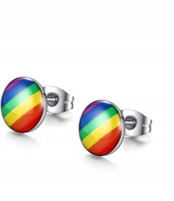 Image de LGBT Boucles d'oreilles en acier arc-en-ciel PL48h