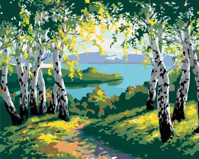 Produktbild von Zuty - Malen nach Zahlen - HERBSTLICHE WALDLANDSCHAFT MIT BIRKEN UND FLUSS, 40x50 cm, mit Keilrahmen (bereits gespannt)