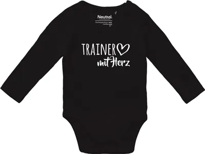 Produktbild von Huuraa Baby Body Trainer mit Herz 68 Black  Baumwolle Fairtrade Langarmbody Geschenkidee