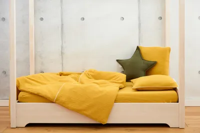 Produktbild von KraftKids Bettwäscheset Doppelkrepp Gelb Mustard Kissen: 80 x 80 cm, Decke: 140 x 200 cm