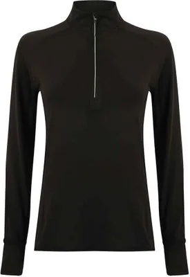 Produktbild von Tombo - "Performance" Oberteil mit kurzem Reißverschluss für Damen Langärmlig RW9658 (XL) (Schwarz)