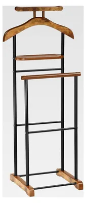 Produktbild von Herrendiener Medina mit Kleiderbügel, Hosenbügel und Ablage - Kleiderständer aus Metall und MDF, Vintage, Schwarz, für Schlafzimmer und mehr